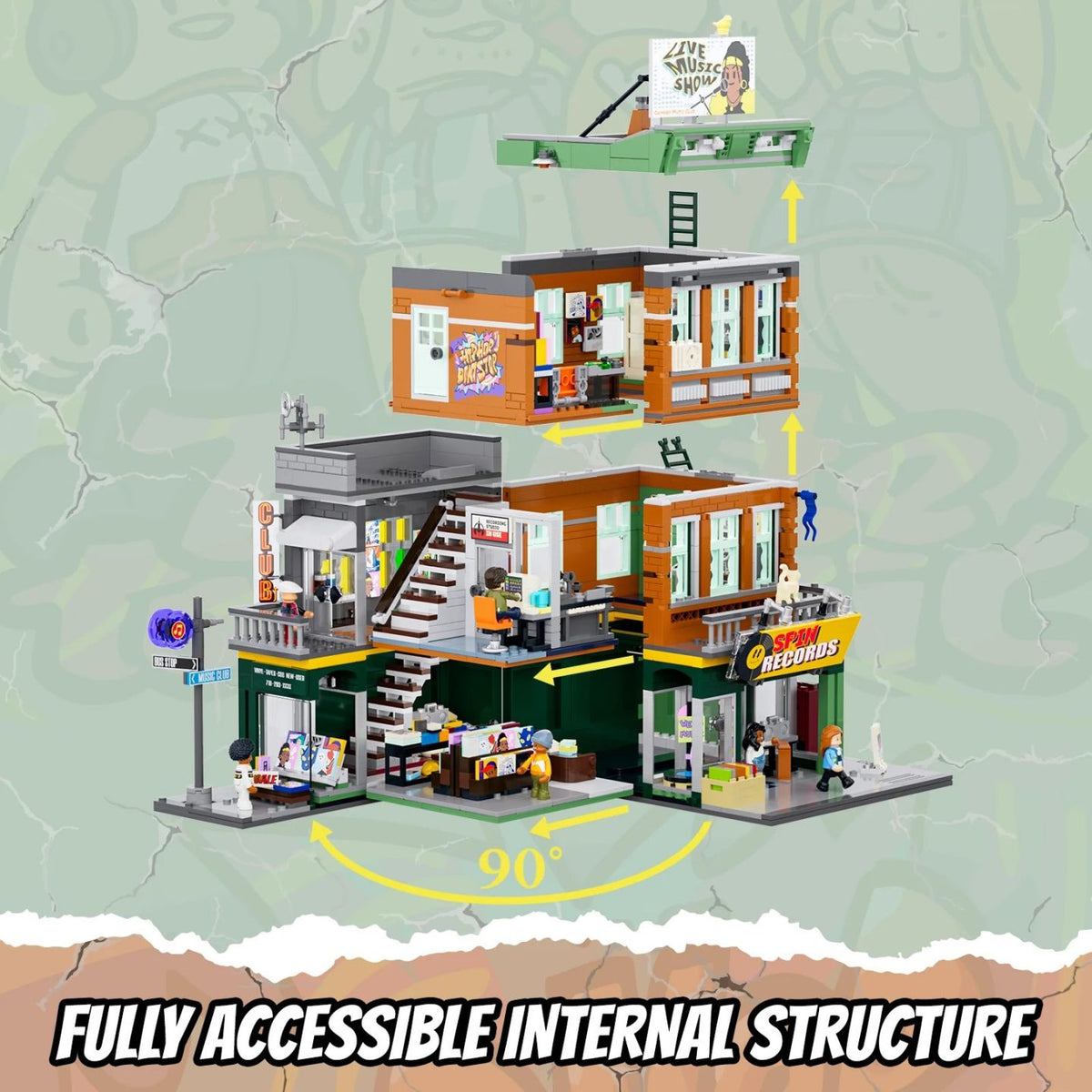 Lumibricks 19003 Record Store 90+ printed bricks no stickers eco-friendly ABS modular building set