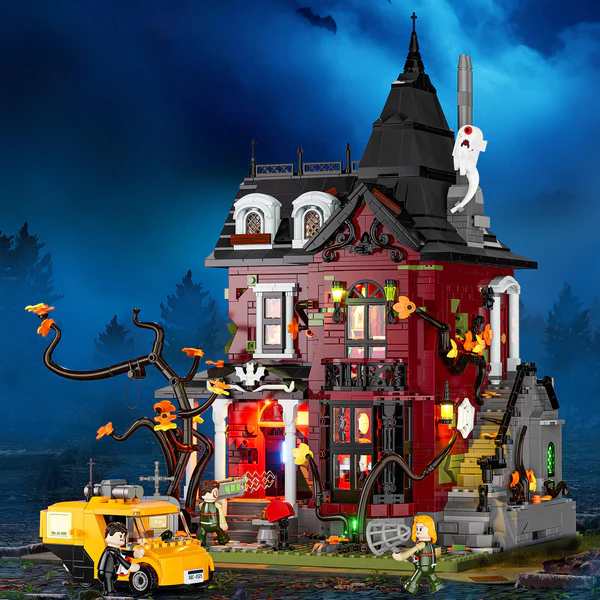 Mysterious Victorian Building with LED Lighting