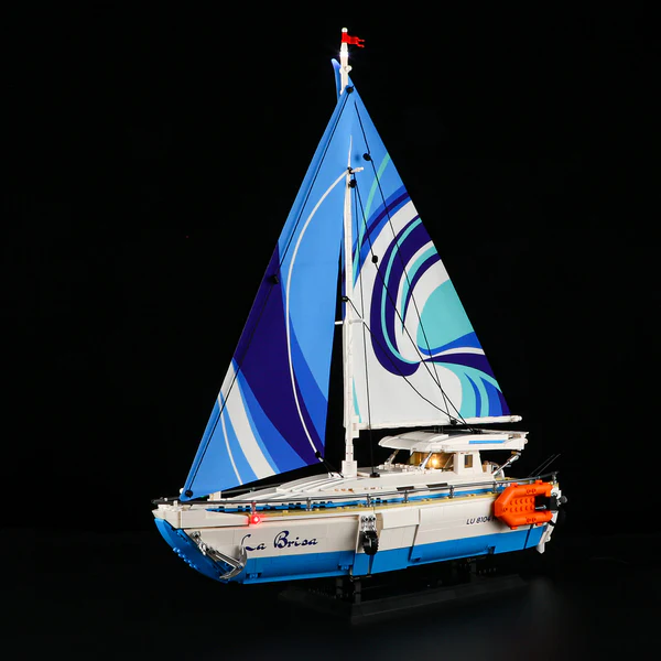 Fun Whole F9074 La Brisa sailboat interior with logbook, navigation chart, galley and warm LED lighting, 52.5cm display model