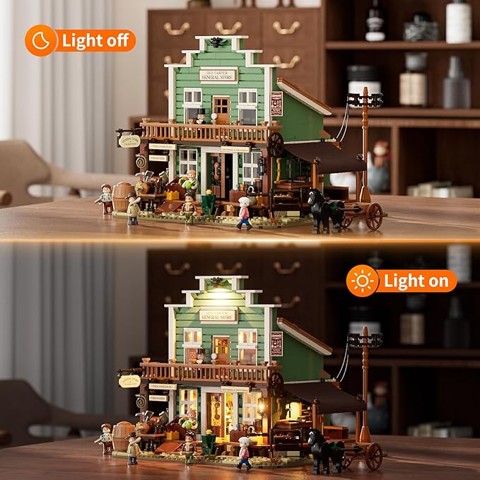 Fun Whole F9057 Old West General Store interior with sales counter, kerosene stove, workbench and hidden secret room