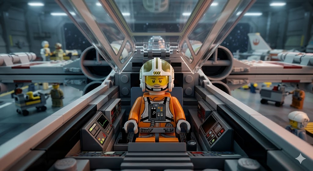 LEGO Star Wars SW1279 Jon Dutch Vander Gold Leader – alternate view of Rebel Pilot minifigure with orange suit