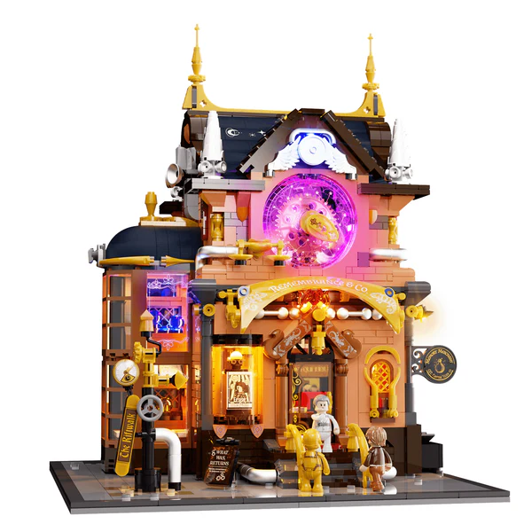 11013 Steampunk Memory Magic Shop – modular brick building set, front view