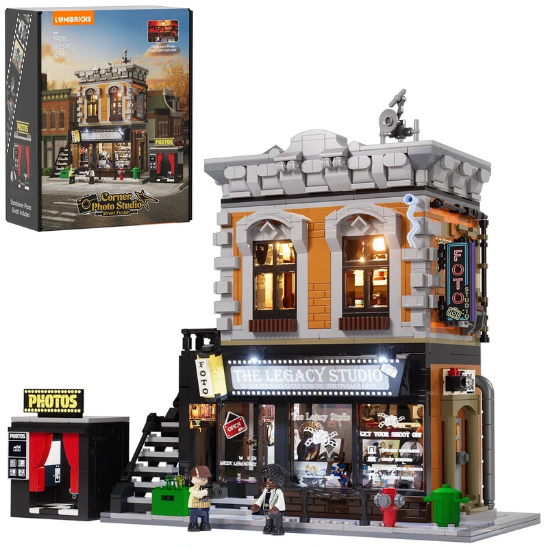 Lumibricks 19016 Corner Photo Studio – product and packaging box, 1425 pieces modular building set with LED lights
