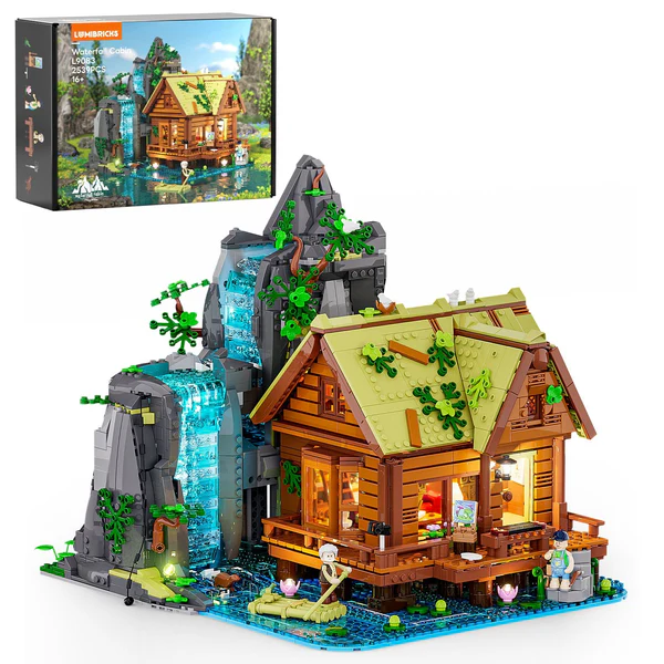 Waterfall Cabin with LED Lighting