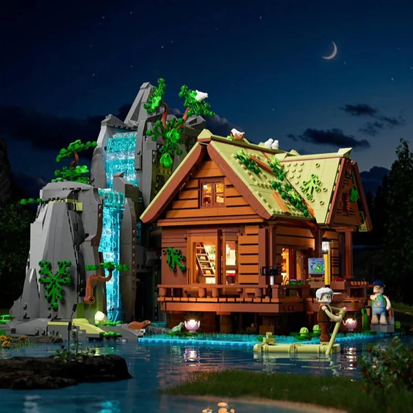 Waterfall Cabin with LED Lighting