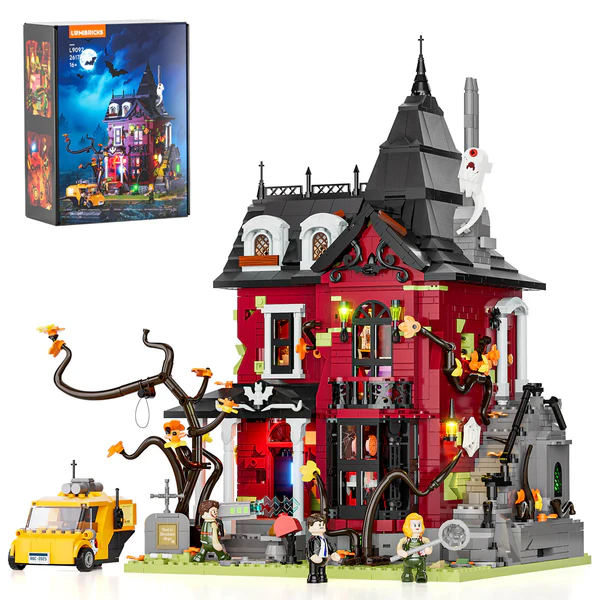Mysterious Victorian Building with LED Lighting