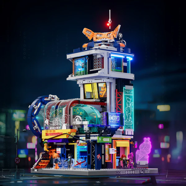 Buildable Floating Cyberpunk Station