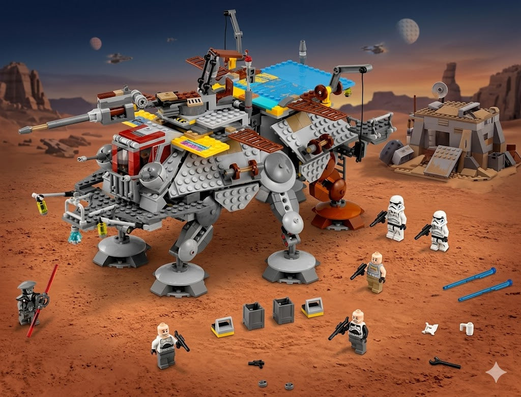 LEGO Star Wars 75157 Captain Rex's AT-TE – detail view of top-mounted gun and spring-loaded shooter