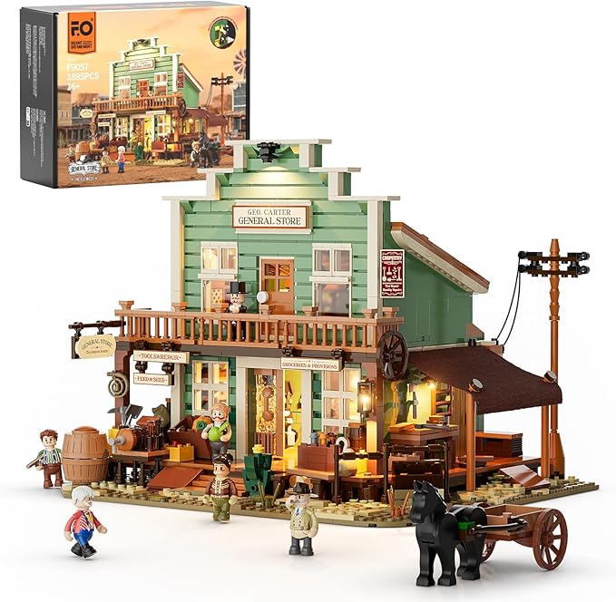 Fun Whole F9057 Old West General Store – Wild West modular building set with detailed facade, wooden platforms and western diorama