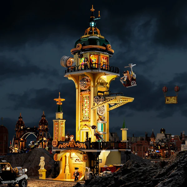 F9070 Steampunk Astronomy Tower collectible set with 6 minifigures and Victorian details