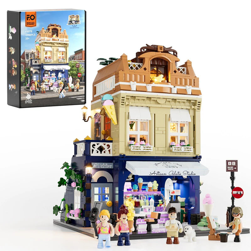 Fun Whole 15005 Gelato Store – 3-floor modular building set with minifigures and packaging box