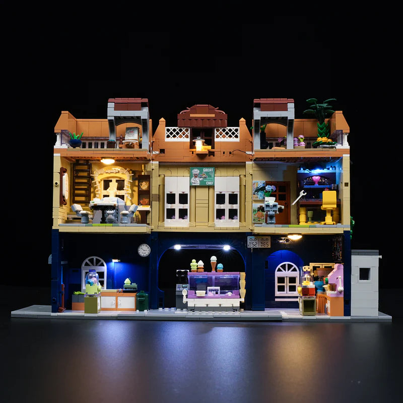 Fun Whole 15005 – LED-lit interior cross-section showing gelato counter, workshop and loft across 3 floors