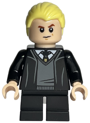 LEGO Harry Potter Draco Malfoy minifigure with blonde hair and Slytherin school uniform