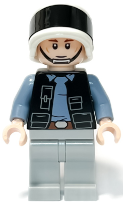 SW1285 Rebel Fleet Trooper minifigure front view – vest with pockets, black neck, reddish brown eyebrows, Star Wars compatible